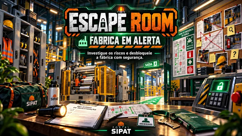 Tela do jogo Escape Room — Fábrica em Alerta na plataforma SIPAT Online